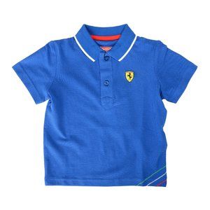 Scuderia Ferrari Kid "Essential Scudetto Piquet" Blue Short Sleeve Polo Shirt